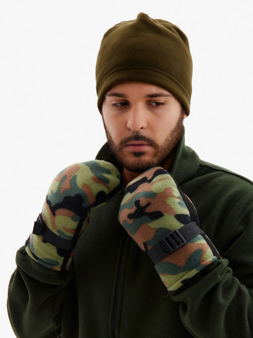 Варежки флисовые зимние мужские, размер 25 см, хаки