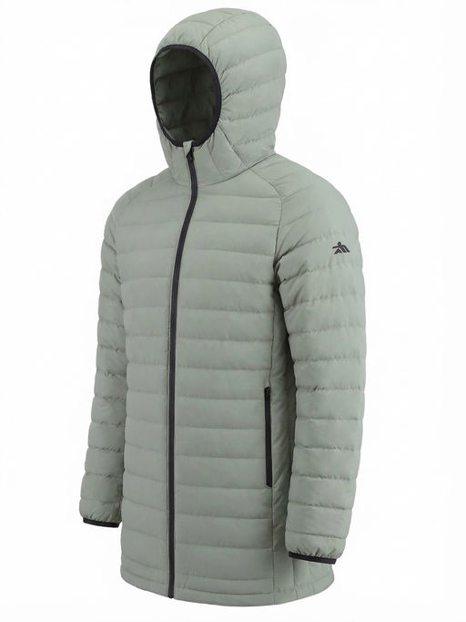 Куртка мужская удлинённая стёганая с капюшоном и графеновой подкладкой утеплитель тинсулейт