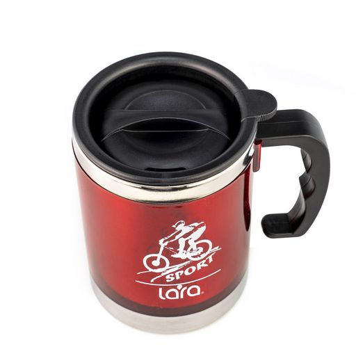LR04-31 термокружка LARA - 400мл, высота 11см, диаметр 8см, стальная внутренняя поверхность  фото 4