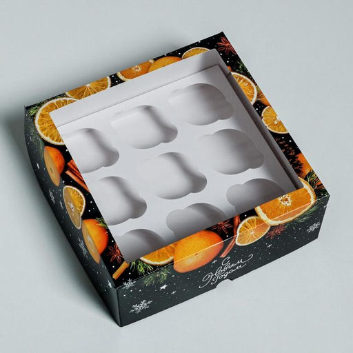 Цена за 5 шт. Коробка для капкейков «С Новым годом» 25×25×10 см