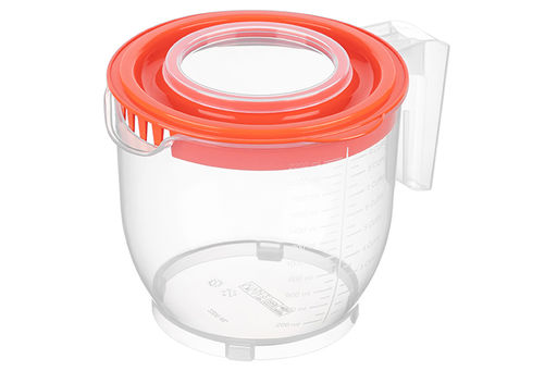 Ёмкость для миксера (блендера) 2,2 л 22,5*17*16 см с крышкой, прозрачная/коралловая (459)