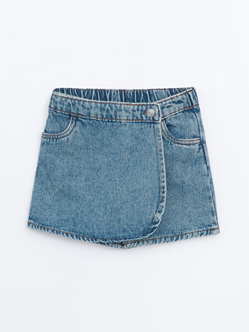 Beli Lastikli K?z ?ocuk Jean ?ort Etek