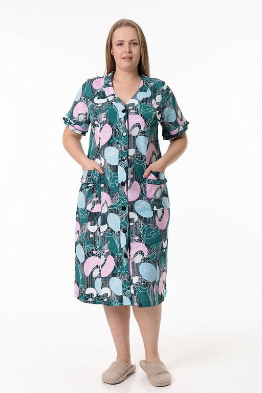 Халат М31430Азр зеленый/розовый - Елена фото 4