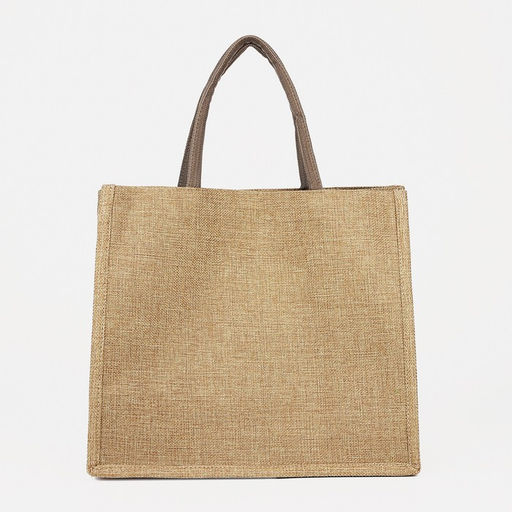 Сумка шопер на магните, 34?17?30 см, с принтом, бежевая