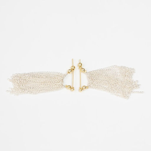 Серьги металл Цепи сборка, цвет серебряно-золотой, 5 см