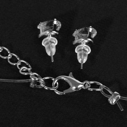 Гарнитур 2 предмета: кулон, серьги На леске капелька, цвет белый в серебре, 30 см