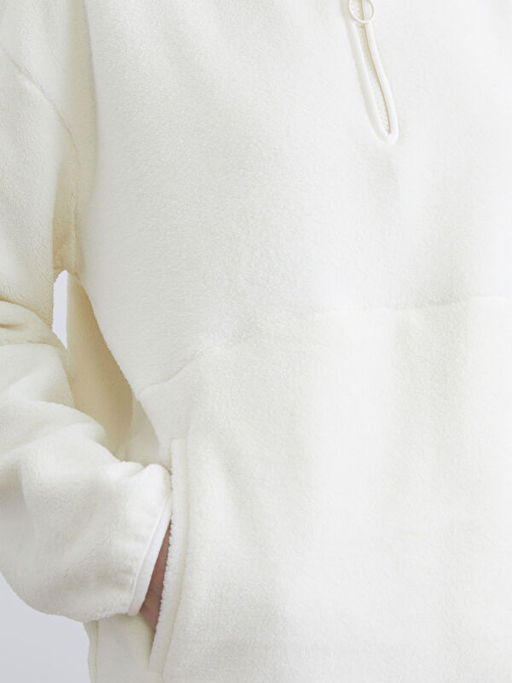 Dik Yaka Oversize Kad?n Polar Sweatshirt