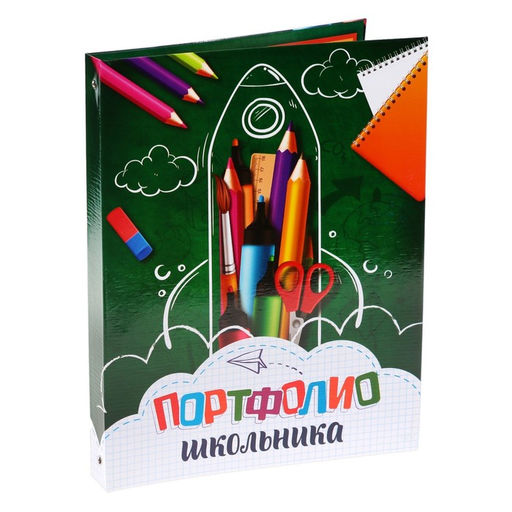 Папка школьная на кольцах «Портфолио школьника», 6 листов-разделителей, 24.5×32 см.
