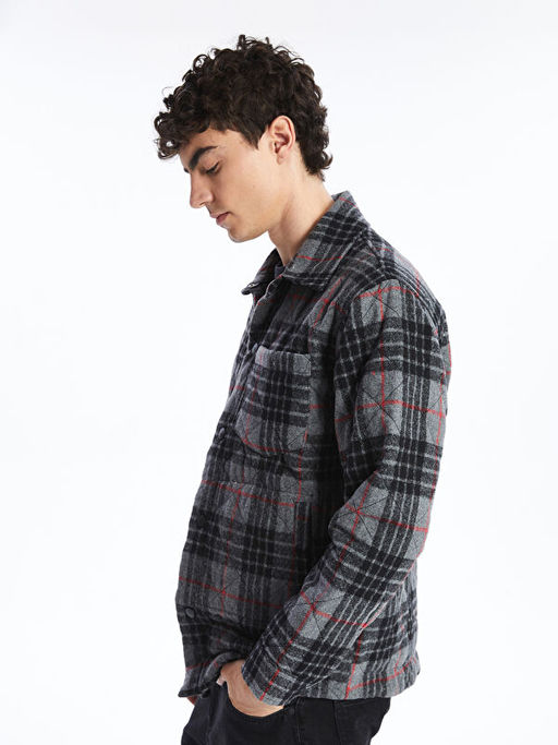 Regular Fit Uzun Kollu Ekose Erkek G?mlek Ceket