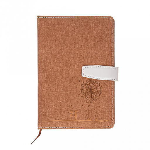 Ежедневник недатированный 14,2х21см Одуванчик 112 листов в линейку, сшитый внутренний блок, с закладкой, обложка ПВХ, отделочная строчка, тиснение золотом, цвет коричневый, матовый, застежка на магните (Китай) - Домашняя мода фото 6