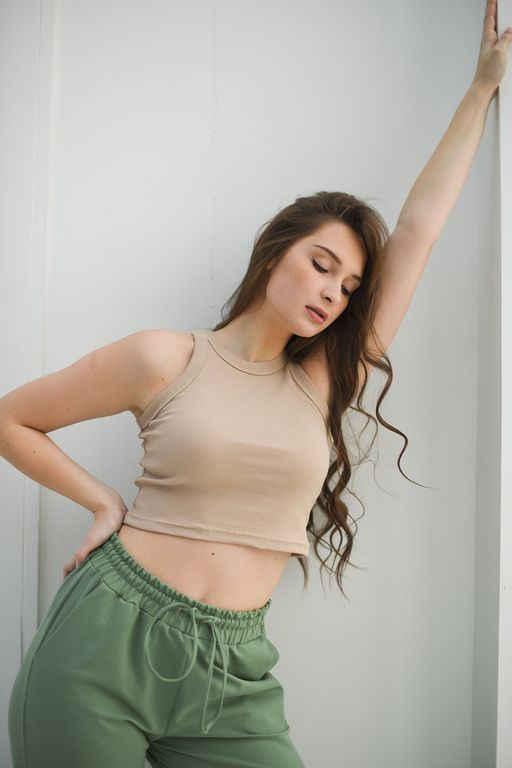 Майка-топ Кашкорсе рубчик лапша - Оптима фото 31