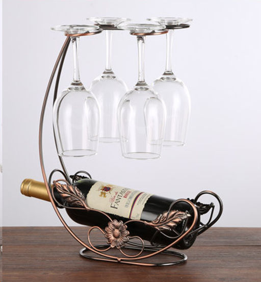 Подставка для вина и 4х фужеров Корабль Бронза/ GB-T-3327 /уп 20/металл