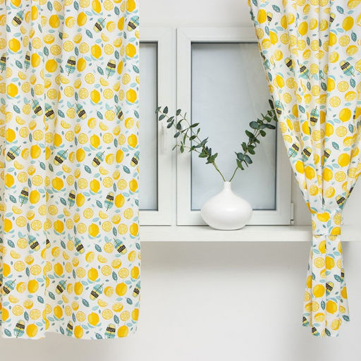 Шторы для кухни Этель Лимонад 149х180 см - 2 шт, подхваты - 2 шт, 80% хл, 20% пэ  фото 2