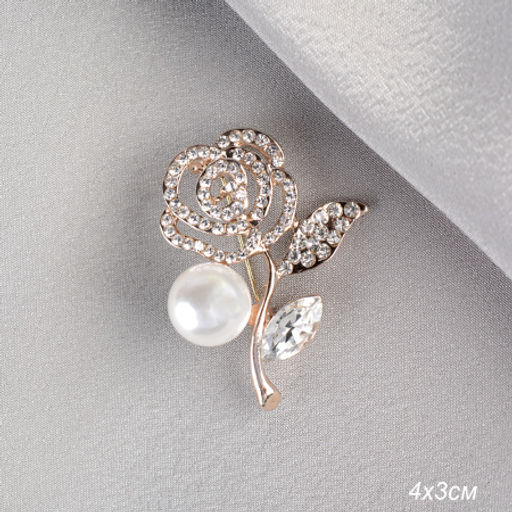 Брошь Роза с жемчугом / GM273-65 /уп 30/ - Галеонтрейд фото 2