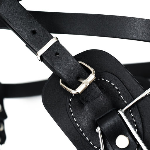 Намордник металлический №2 с трехсторонним ремешком, прессованная кожа, чёрный - Пижон фото 8