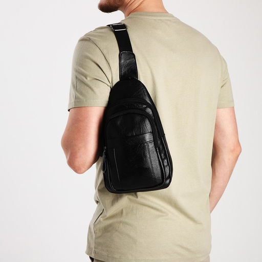 Сумка слинг мужская, искусственная кожа, цвет чёрный - Simaland фото 3