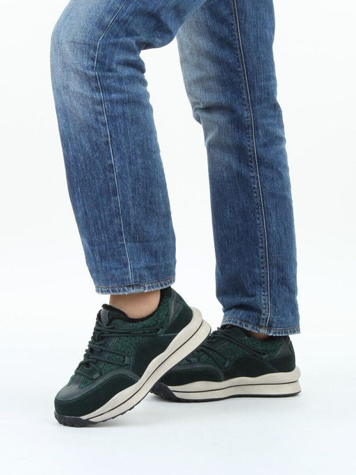 04-XKL23-140R GREEN Кроссовки утепленные женские (натуральная кожа, натуральная замша, байка)