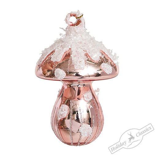 Распродажа! Гриб заснеженный розовый (стекло) 5х5х8 см