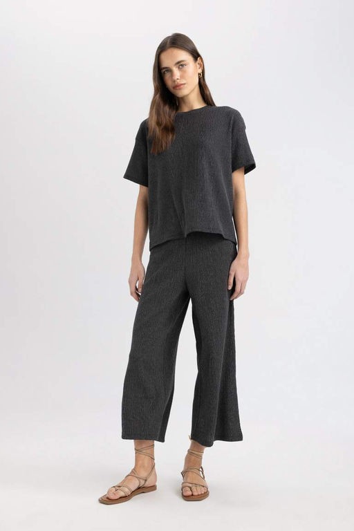 Футболка с короткими рукавами и круглым вырезом Relax Fit - Defacto фото 2