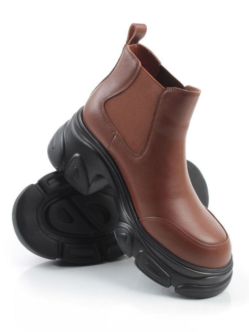 01-H23B40MB BROWN Ботинки демисезонные женские (натуральная кожа, байка)