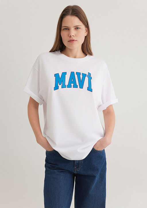 Mavi Logo Bask?l? Beyaz Tisort  фото 2