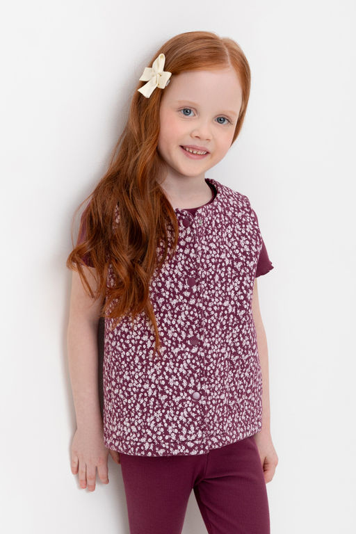 КР 302575/насыщенная клюква,милые цветочки к497 жилет для дев