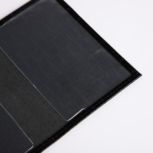 Обложка для паспорта TEXTURA, натуральная кожа, тиснение крокодил, чёрная