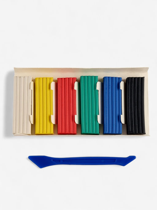 Цена за 2 шт. Восковой пластилин, 6 цветов, 120 г, со стеком, в коробке