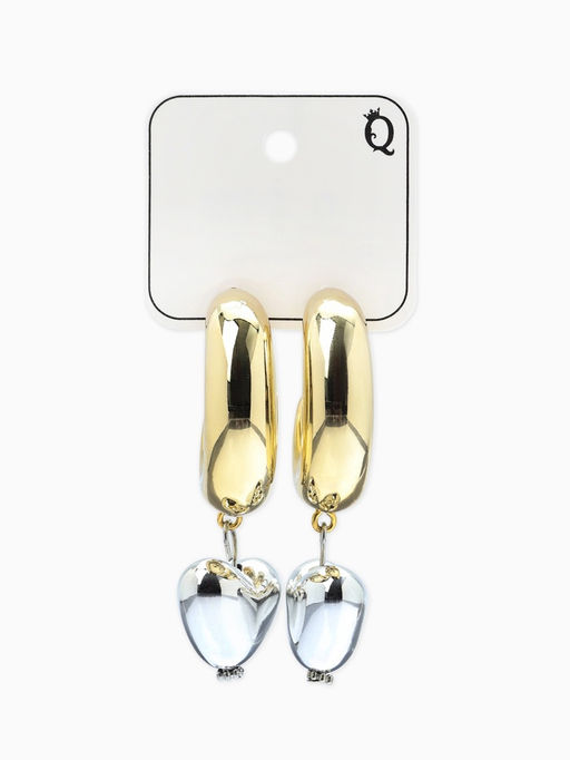 Серьги "Новый стиль", сердечки, цвет золото-серебристый d3см