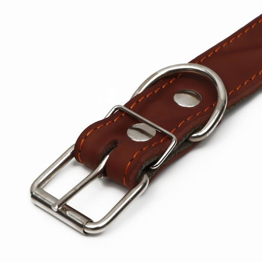 Ошейник комбинированный кожа/брезент, безразмерный, 70 х 3,5 см, ОШ 25-60 см, коричневый - Пижон фото 4