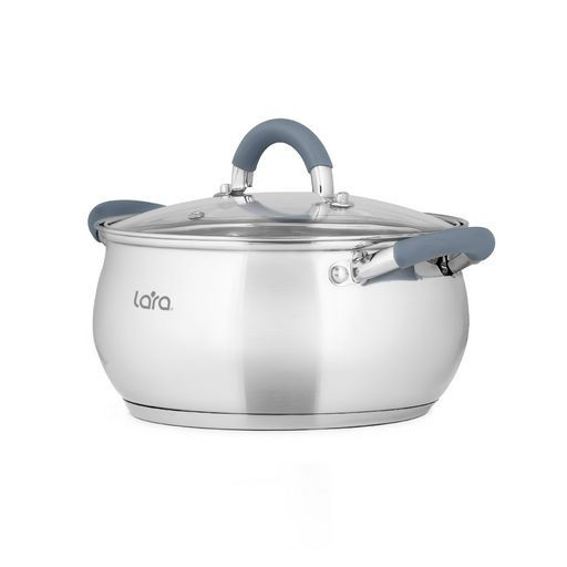 Кастрюля LARA (нерж) BELL 22x12,5см, 4,7л, капсулир индукц дно,стеклян. крышка (LR02-483)  фото 3