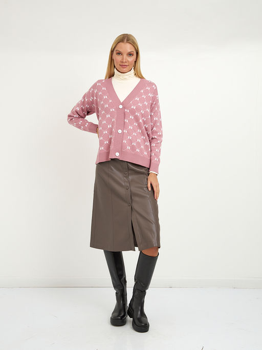 кардиган женский розовый с пуговицами и с принтом - Glenfield фото 3