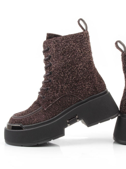01-DMD-D257 BROWN Ботинки демисезонные женские (натуральная кожа, байка)