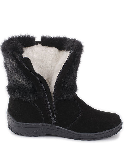 Унты женские на литой подошве. Черные., Черные. Замша. Короткие. Молния.