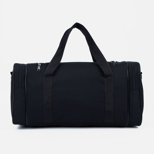 Сумка дорожная на молнии, 3 наружных кармана, длинный ремень, цвет чёрный/серый