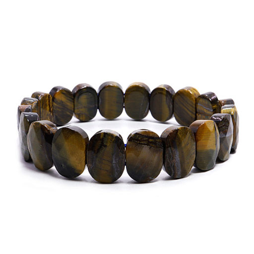 Браслет из камня Соколиный глаз с огранкой - камень защиты, счастья и изобилия