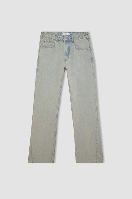 Расклешенный крой, свободный крой, нормальная талия, широкие джинсовые брюки с эффектом потертостей - Defacto фото 8