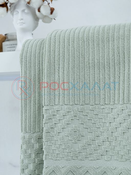 Махровое полотенце жаккардовое Соната оливковый ПМА-6603 (309) 70х140 - Росхалат фото 4