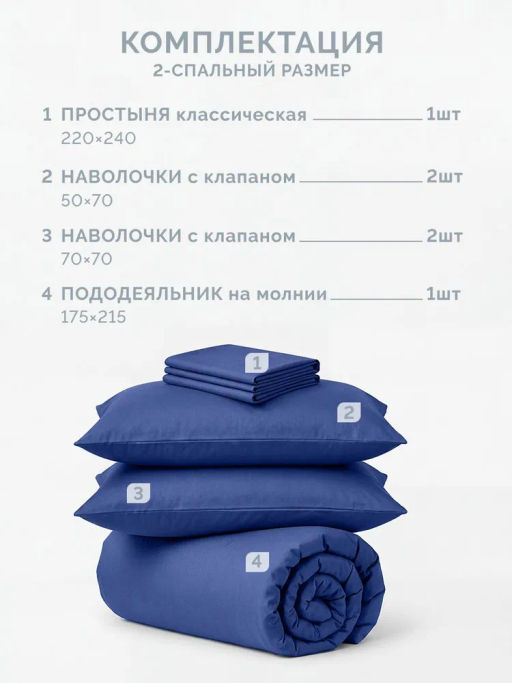 Постельное белье Моноспейс 2сп Max + 4 наволочки, темно-синий - Ecotex фото 5