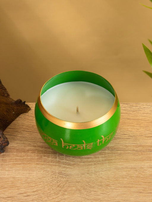Свеча в чаше Yoga heal the soul, 200 г, 8.5×7 см, соевый воск, зелёная