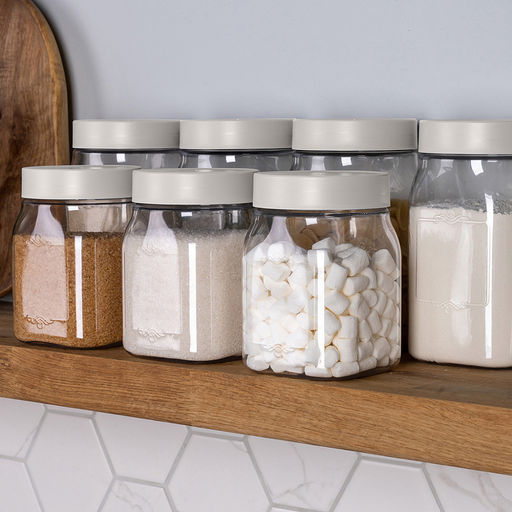 Банка для сыпучих продуктов пластмассовая "Lentils" 0,75л, 9,3х9,3х13см, светло-бежевый (Россия)