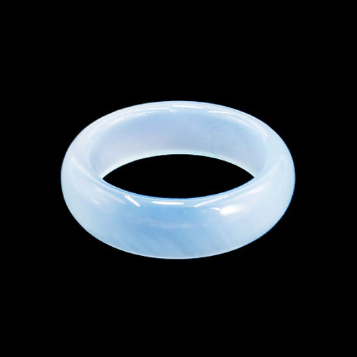 Кольцо из камня гладкое Аквамариновый агат для удачи и счастья размер размер mix