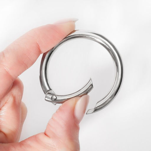 Кольцо-карабин, d=35/45 мм, толщина - 5 мм, 5 шт., цвет серебряный