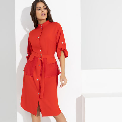 Платье-рубашка Изящный облик (пламенный поцелуй, с баской) - Charutti фото 2