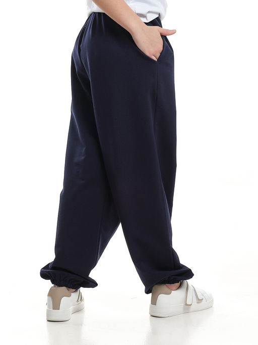 Спортивные брюки с карманами из футера 22-7486 синий - Mini maxi фото 2