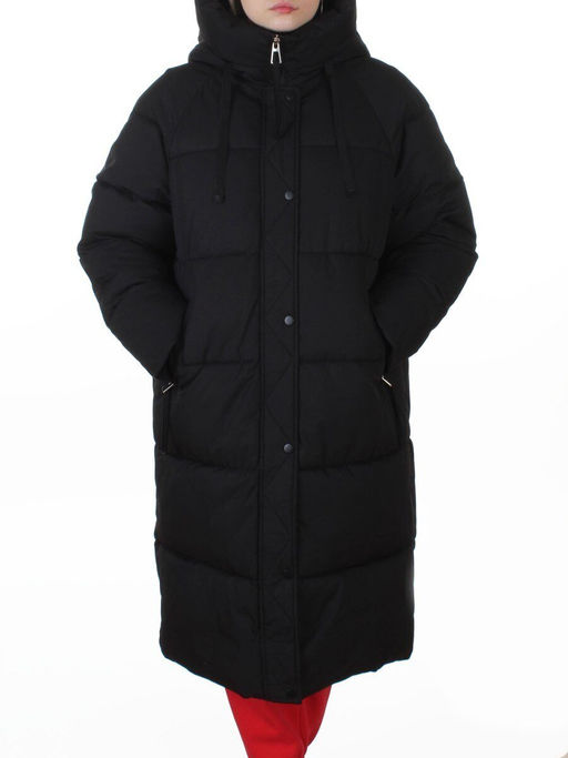 24-802 BLACK Пальто зимнее женское (200 гр. холлофайбер)