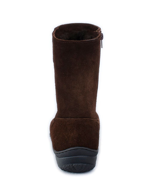 Полусапоги женские на литой подошве., Т.коричневые. Замша. Молния. Овчина