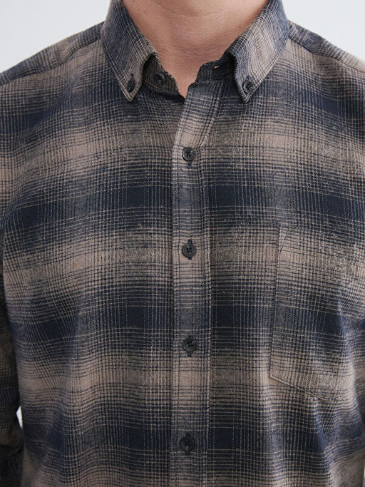 Regular Fit Y?n Kar???ml? Erkek G?mlek