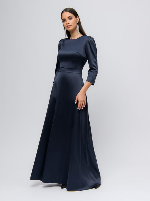Платье длины макси синее с рукавом 3/4 - 1001dress фото 5