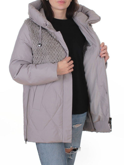M-8800 GRAY/BEIGE Куртка зимняя стеганная женская (150 гр. холлофайбер)